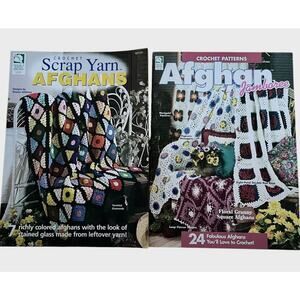 House of White Birches AFGHANS Pattern Leaflet Instructions Lot 2 Granny‎ Square